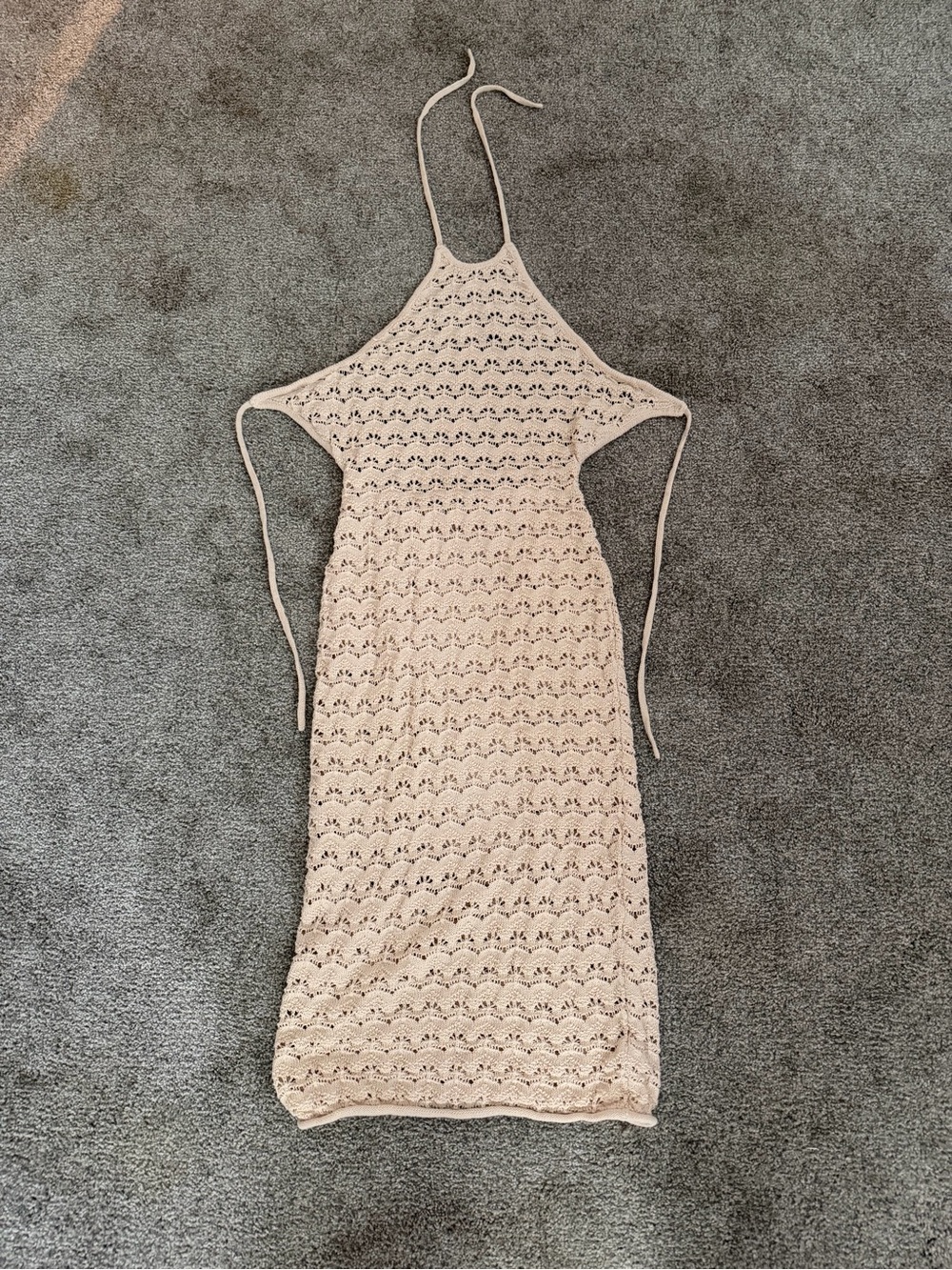 Target Beige Crochet Halter Swim Coverup